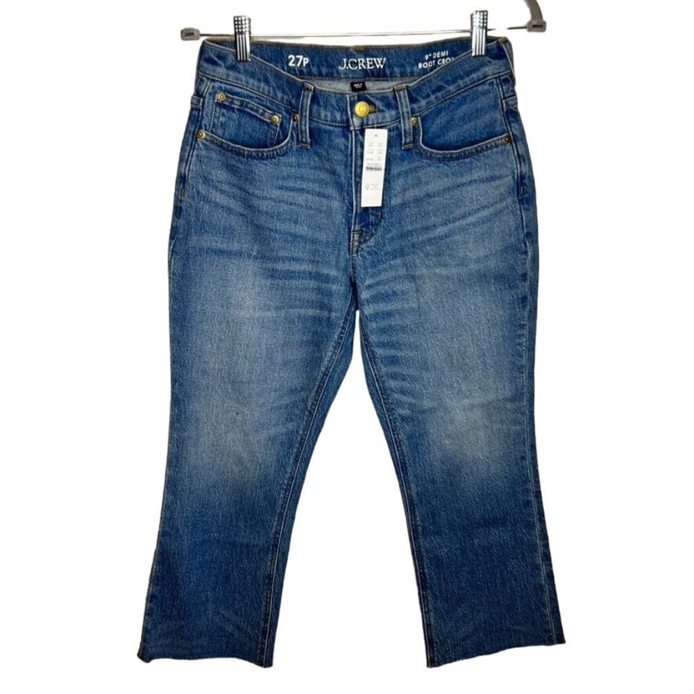 J.Crew Womens 27P Demi Boot Crop Jeans Blue Denim